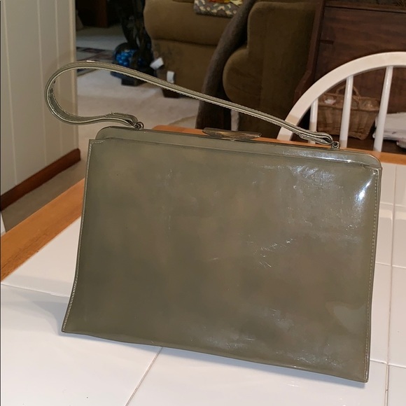 Vintage Handbags - Vtg 60s Theodor California shiny taupe satchel bag